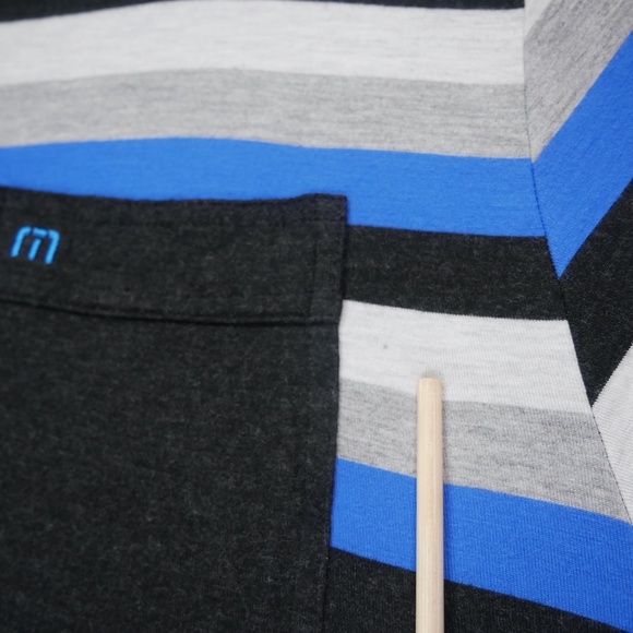 Travis Matthew Mens Large Black Blue Multicolored Stripe Short Sleeve Polo Shirt - Picture 10 of 12